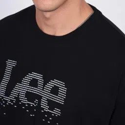 Lee Black Loose Fit Logo Print Cotton Oversized Crew T-Shirt image 4