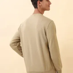 Allen Solly Beige Cotton Regular Fit Embroidered Sweatshirt image 2