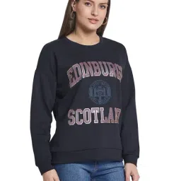 METTLE Navy Blue Printed Regular Fit Sweatshirt image 4