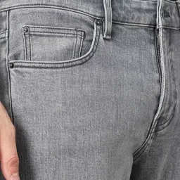 celio celio* Grey Straight Fit Heavily Washed Jeans image 4