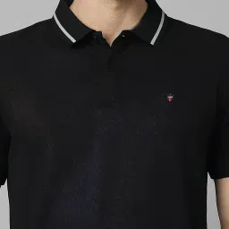 Louis Philippe Black Cotton Slim Fit Polo T-Shirt image 4