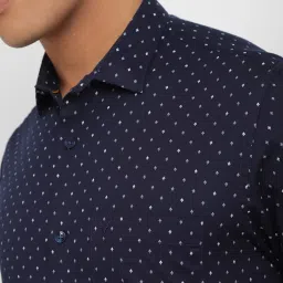 Allen Solly Navy Cotton Slim Fit Printed Shirt image 4