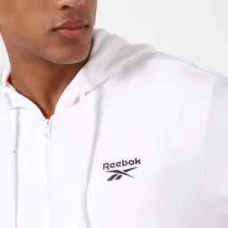 Reebok White Cotton Regular Fit Colour Block Hooded Sweatshirt image 5