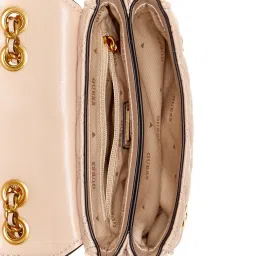 Guess Women's Beige Polyurethane Quilted Mini Crossbody Bag image 4