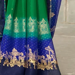 Saree Mall Green Embellished Sarees With Unstitched Blouse image 4