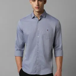 Louis Philippe Sport Blue Cotton Slim Fit Striped Shirt-picture-23