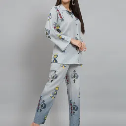Newd Light Blue Cotton Blend Printed Co-Ord Set image 4