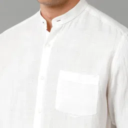 Linen Club White Regular Fit Self Design Linen Shirt image 4