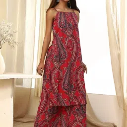 Biba Magenta Cotton Printed Kurta With Pant image 4