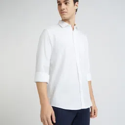 ColorPlus White Cotton Tailored Fit Shirt image 4