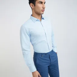 Park Avenue Blue Slim Fit Texture Shirt image 4
