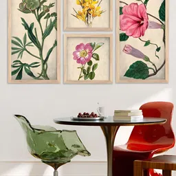 Kotart Brown & Pink 4 Pieces Floral Wooden Wall Arts-picture-22