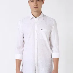 Peter England White Cotton Slim Fit Printed Shirt-picture-48