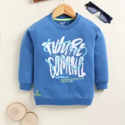 BISKID Boys Blue Cotton Printed Sweatshirt image 4
