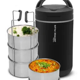 Jaypee Plus Hotline 4 Black Electric Lunch Box Office With Steel Containers And Power Cord image 3