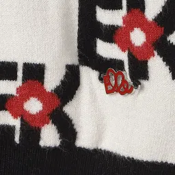 Elle Girls White & Red Self Full Sleeves Sweater image 4