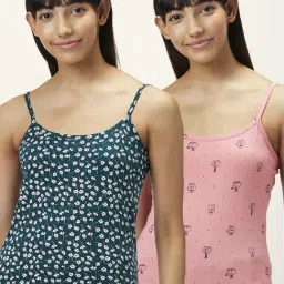 Dreamz by Pantaloons Pink & Blue Cotton Printed Camisoles - Pack Of 2-picture-14