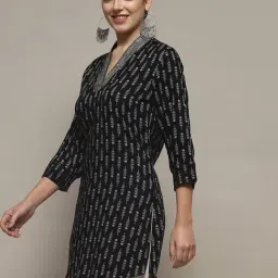 Biba Black Regular Fit Printed Kurti image 3