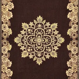 Furnishing Hut Brown Floral 6-Seater Table Cover with Zari details image 5