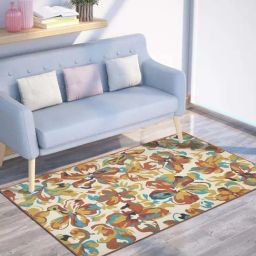 Presto Orange & Beige Polyester Washable Carpet-picture-40