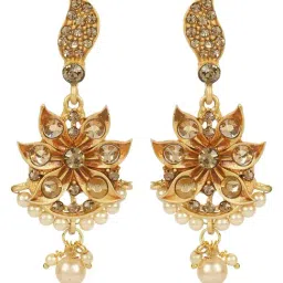 Anikas Creation Gold Plated Sea Green & White Kundan Studded Enamelled Traditional Jewellery Set image 4