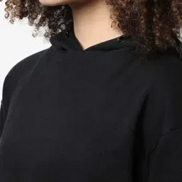 Campus Sutra Black Cotton Striped Sweatshirt image 4