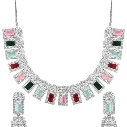 Rubans Rhodium Plated Multicolor Set for Women image 3