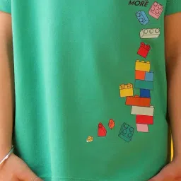 Anthrilo Boys Green & Black Cotton Regular Fit Self Joggers Set image 4