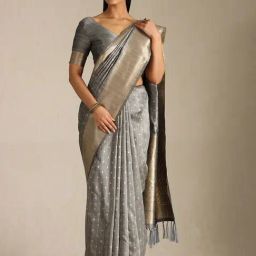 Soch Grey Other Woven Design Saree With Unstitched Blouse-picture-6