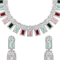 Rubans Rhodium Plated Multicolor Set for Women image 4