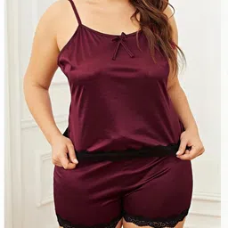 PHALIN Women Maroon Night suits image 2