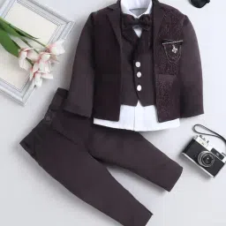 Fourfolds Boys Wine Jacquard Clothing Set-picture-26