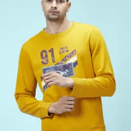 Byford By Pantaloons Mustard Regular Fit Printed Sweatshirt-picture-19