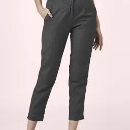 Akkriti by Pantaloons Charcoal Grey Cotton Mid Rise Pants-image-5