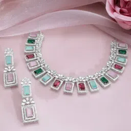 Rubans Rhodium Plated Multicolor Set for Women image 2