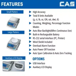 CAS Digital Weighing Scale Blue Backlight LED Display 600 g ABS, MW-P 3000 image 2