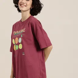 HERE&NOW Printed Relaxed Pure Cotton T-shirt image 4