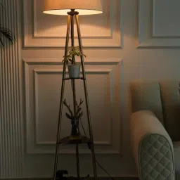 Divine Trends Gold Metal 3 Shelves Antique Floor Lamp image 3