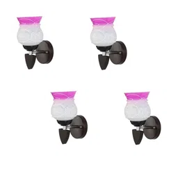 1ST TIME Pack of 4 Pink & White Glass Traditional Cylinder Shaped Wall Lamp-image-59