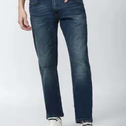 Peter England Jeans Navy Blue Cotton Slim Fit Jeans-image-25