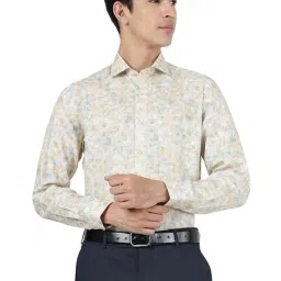 JadeBlue Khaki Linen Regular Fit Printed Shirt-picture-24