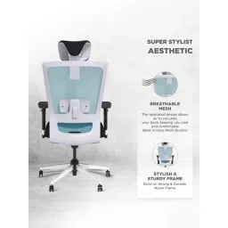 The Sleep Company SmartGrid Stylux Nylon Fibre Blue & Black High Back Chair image 5