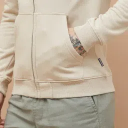 Fame Forever By Lifestyle Beige Cotton Regular Fit Hoodie image 5