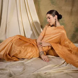 Desi Fusion Floral Embroidered Pure Silk Designer Saree image 3