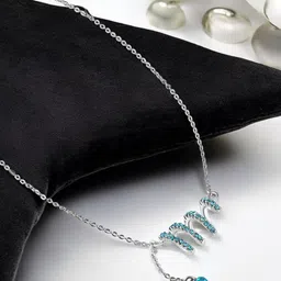 Oviya Rhodium-Plated Wave of Friendship and Heart Pendant with Chains-image-2