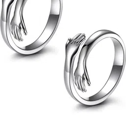 Teeragaj Set Of 2 Stainless Steel Hug Finger Rings-picture-34