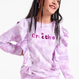 Pine Kids Full Sleeves Biowashed Sweatshirt Tie & Dye Print- Purple-picture-20