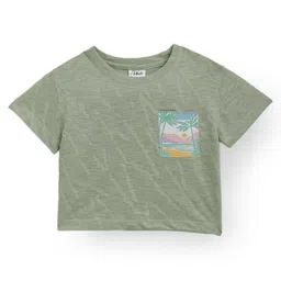 Anthrilo Half Sleeves Beach Theme Printed Tee - Green-picture-32