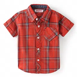 Babyhug Cotton Woven Half Sleeves Check Shirt - Red-picture-28