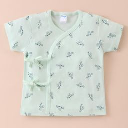 Tango Interlock Half Sleeves Front Open Vest Car Print - Green-picture-6